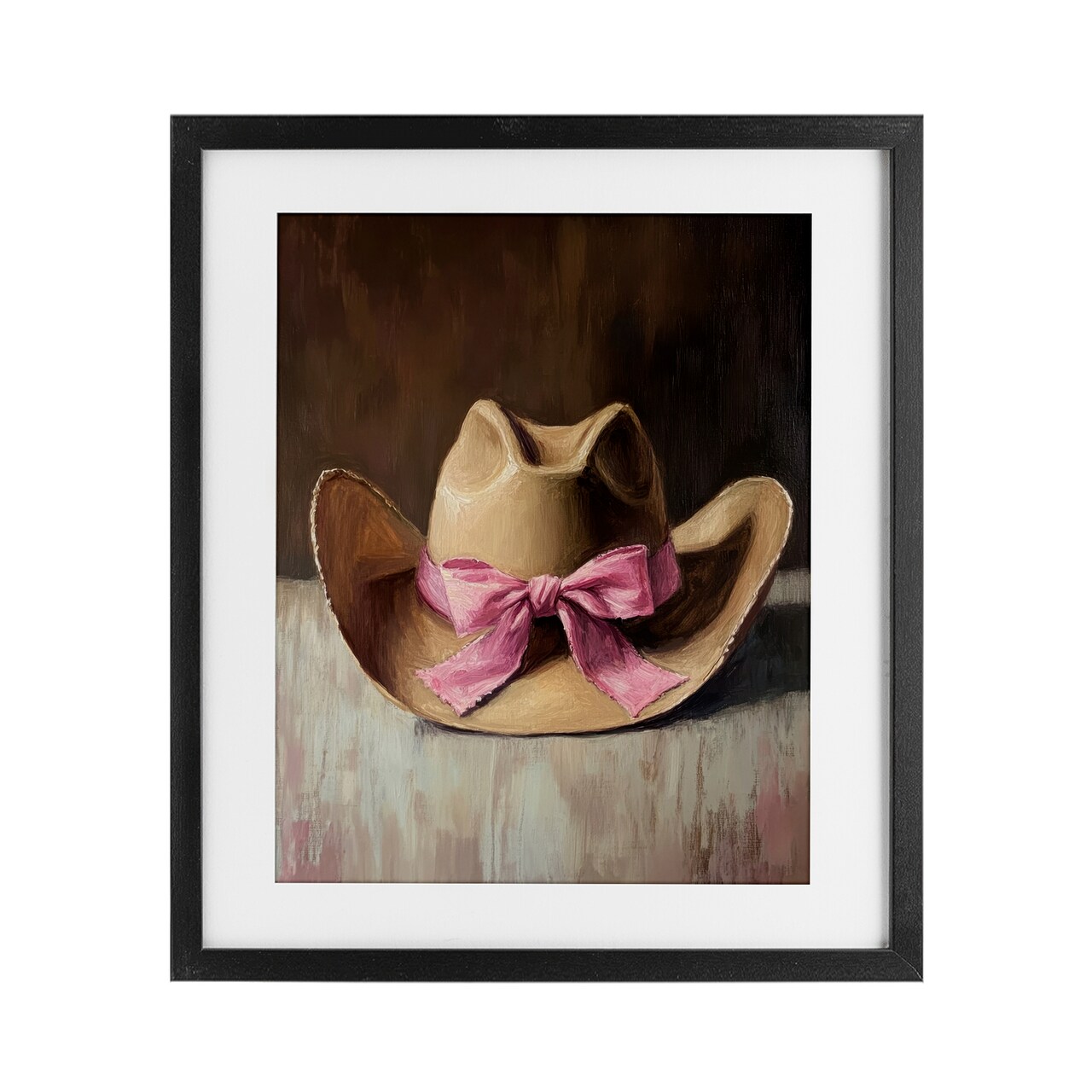 Stupell Industries Cowgirl Hat with Pink Bow Framed Print Under Glass, design by Petal Prints Design
